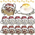 Christmas themed cat paw DIY diamond painting coasters with metal holder 10-piece set - XIN020 Christmas Cat Paw / No Stand/OPP Bag
