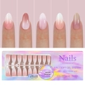 Pink gradient soft gel nail tips set with 150 pieces in 15 sizes including base coat - 5-Color Gradient Press-on Nails 02