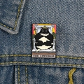 Close-up of The Emperor tarot cat enamel pin on denim fabric showing high-quality metal detail - XC708-The Emperor Cat