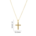 Golden cross necklace with starry patterns and black stone inlay, size 31.4mm by 18.5mm - Gold Black Stone Cross (A232)