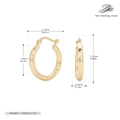 Detailed view of gold twisted hollow hoop earrings with S925 hallmark and size markings - 925 Silver Plated Yellow Gold 20mm