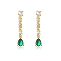 Elegant 18K gold plated drop earrings with white zircon tassels and green pear-cut stones - Gold with Green Gem (42592)