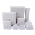 Elegant grey velvet jewelry gift boxes in various sizes for rings and necklaces - Single Ring Box 6.5*7*6cm / Gray