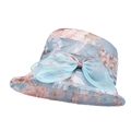 Hellblauer Sonnenhut mit Blumenmuster und Organza-Schleife für Damen als Sonnenschutz - Hellblau