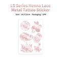 Rose gold mandala henna lace temporary tattoo sticker with feather and floral patterns - Mandala Feather Pattern Style (LS-005)