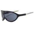 Lunettes de soleil de cyclisme sport avec monture noir mat et branches en métal doré - Branches Dorées / Monture Noire Verre Gris Noir