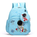 Light blue space-themed school backpack with matching round coin purse for children - Astronaut Sky Blue
