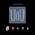 Detailed 3D floral silicone nail art mold with finished resin flowers and 4.7cm dimensions - Five Petal Flower A07