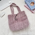 Tragetasche aus Kunstpelz mit rosa Leopardenmuster und Kordelzug für den Winter - Lila Rosa