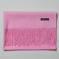 Pink cashmere winter scarf with elegant tassel trim, soft texture and solid color design - 70cm / Pink