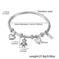 Bracciale rigido in acciaio inossidabile argento con ciondoli a cuore e orsetto - Stile Orso Cuore Acciaio (Z360-A)