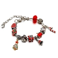 Bracciale di Natale con catena a serpente argentata e ciondoli festivi rosso verde - Set Natalizio Completo/SD-0004