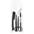 4-piece black eyebrow grooming kit in clear bag with scissors, tweezers, and razor - 4pcs Set (65224)