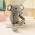 Handmade crochet grey elephant plush toy with knitted texture for kids bedroom decor - 25cm Standing Elephant