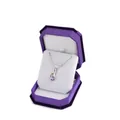 Octagon purple velvet jewelry box with silver amethyst necklace pendant inside - Large Pendant Box / Purple With White Interior