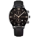 Men's business quartz watch with black leather strap and rose gold Roman numerals - Silver Case Black Dial Black Strap - Rose Gold Index (5)