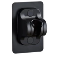 Matte black adhesive shower head bracket with rectangular base and ergonomic holder - Black Adhesive No-Drill Holder