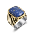 Men's rectangular blue lapis stone ring with gold plated stainless steel band - US 7 / Blue Turquoise