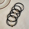 5-piece set of black high-elastic hair ties with various golden metal charms - 1# Black Mixed Pack