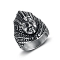 Anello vintage con faraone egiziano in acciaio inossidabile e finitura argento - US 7 / Argento Antico
