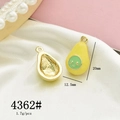 Cute avocado enamel charm with smiling face detail in yellow and green finish - 4362# Avocado