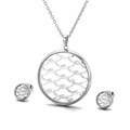 Parure bijoux en acier argenté avec motif vagues creux et petits cristaux de zircon - Style Vague Creuse (KS112579-KC)