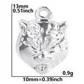Silver tiger head stainless steel pendant with size dimensions and weight display - Tiger Head / Silver