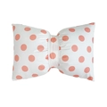 Sweet velvet bow-shaped pillow in white fabric with pink polka dot pattern - White with Pink Polka Dots
