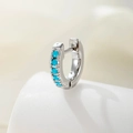 Silver mini huggie hoop earrings featuring inlaid turquoise-colored blue stones - Soil Blue (A516-4#) / 6mm Inner Diameter/Thick Pin