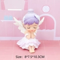 Cute ballet angel ornament with purple hair and white dress, size 8x7.5x10.3cm - 14C Purple Vinyl Large Ballet Girl