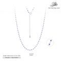 Detail view of S925 sterling silver chain with blue beads including size and weight specs - 925 Silver White Gold Plated - Blue