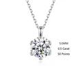 Elegant 925 sterling silver necklace featuring 0.5 carat round solitaire moissanite - 0.5 Carat (5MM) / Moissanite (White Gold)