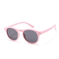 Pink silicone sunglasses for babies 0-3 years with round dark grey UV protection lenses - Dark Rose-C46