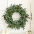 Christmas pine needle wreath with pinecones, 60cm diameter festive holiday decoration - 3D Yellow Core Pine Cones PE 60cm