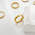 Minimalist gold plated titanium steel ring with three small inlaid zircon stones for women - 3 Diamonds