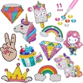 DIY diamond painting kit for kids including 11 cartoon stickers with unicorn and mermaid - 11Pcs/Mixed Unicorn