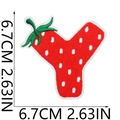 Detailed strawberry letter Y embroidered patch with red fruit pattern and green leaf - Strawberry Letter Y