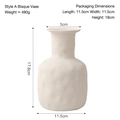 Jarrón moderno de cerámica mate blanca Tipo A con acabado texturizado y estilo minimalista - Blanco Bizcocho - Estilo A