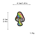 Rainbow mushroom embroidered iron-on patch for clothing with detailed size measurements - GZ-4678 (With Adhesive)
