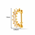 Gold C-shaped earring with square-cut clear crystals, measuring 1.8cm in height - Square Zirconia Row Style (2615-5#) / Gold