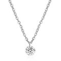Collar minimalista de plata con colgante de diamante solitario redondo de 6mm para mujer - Color Acero