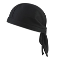 Breathable black paisley bandana cap with adjustable tie-back for cycling and running - Black Mesh