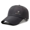Dark grey quick-dry baseball cap with metal logo and laser-cut ventilation holes - Adjustable / Dark Gray