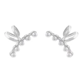 Detail showing elegant silver ear cuffs with small white pearls on a minimalist background - Pearl Ear Cuff (VE1505) / White Gold