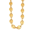 18K gold plated stainless steel coffee bean chain necklace with pig nose links - Gold Color 9mm Necklace