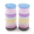 Pack of 20 multicolored telephone wire hair ties in blue, pink, and purple shades - 20 Pieces Set / Double Layer Transparent Colorful