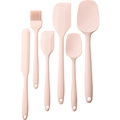 6-piece pink silicone baking spatula set including brushes and scrapers for kitchen use - 6-Piece Set / Morandi Pink