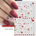 Adesivi per unghie 3D San Valentino con cuori rossi e scritte d'amore modello F106 - F106 (San Valentino Foglio Singolo)