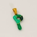 Vibrant green enamel letter P pendant with gold titanium steel ring charm - P-Single Pendant (Green Tones/Gold)