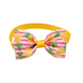 Detail of yellow pet bowtie with pineapple pattern and adjustable buckle for dogs - Pink Stripe Pineapple